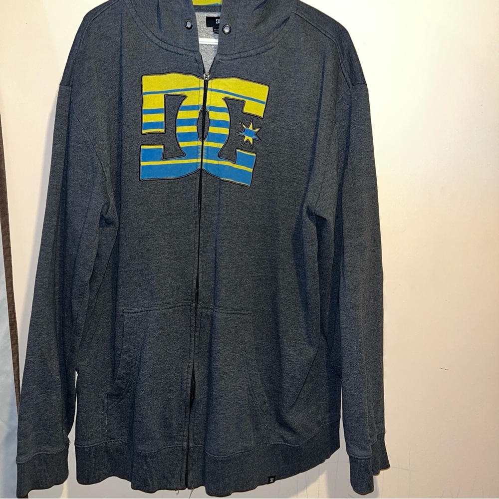 DC Gray Hoodie with Bold Yellow Design